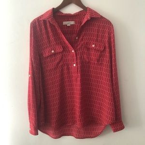 LOFT Red Long Sleeve Blouse